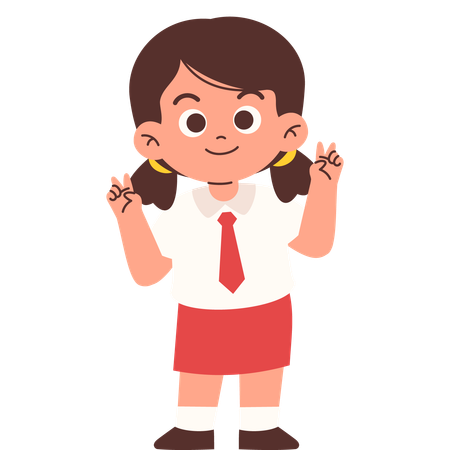 Elementary Student Giving hand Sign  Illustration