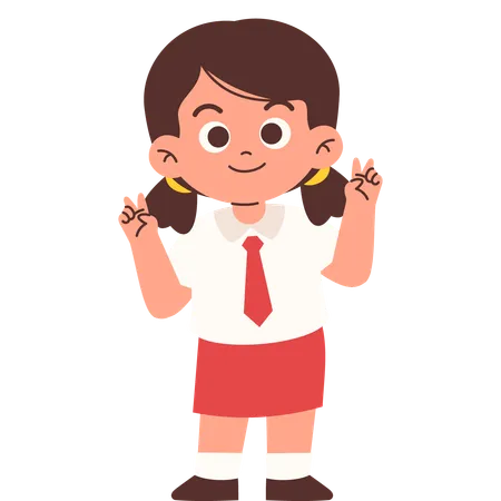 Elementary Student Giving hand Sign  Illustration