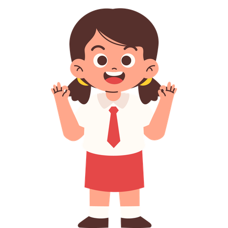 Elementary Student Giving Ok Sign  Illustration