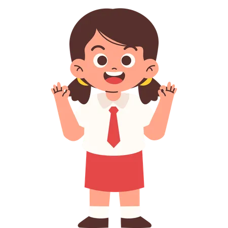 Elementary Student Giving Ok Sign  Illustration