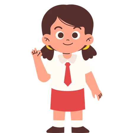 Elementary Student Giving Ok Sign  Illustration