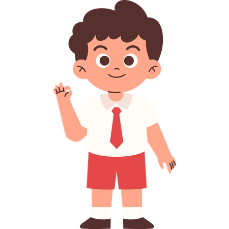 Elementary Student Giving Ok Sign  Illustration