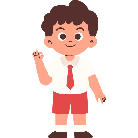 Elementary Student Giving Ok Sign  Illustration