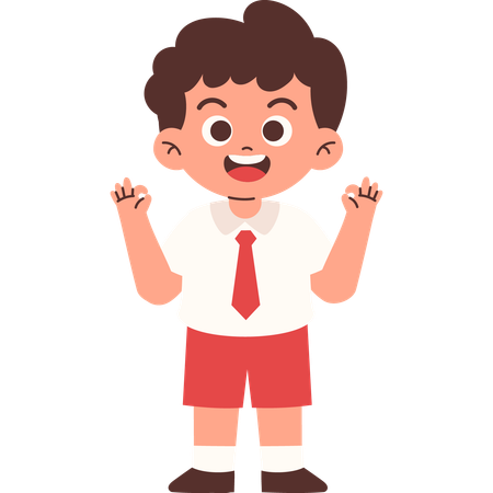 Elementary Student Giving Ok Sign  Illustration