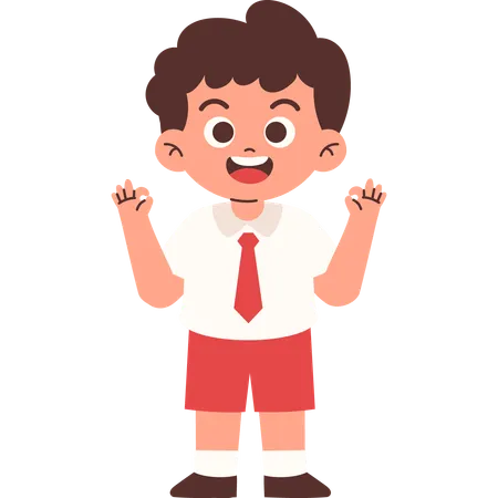 Elementary Student Giving Ok Sign  Illustration