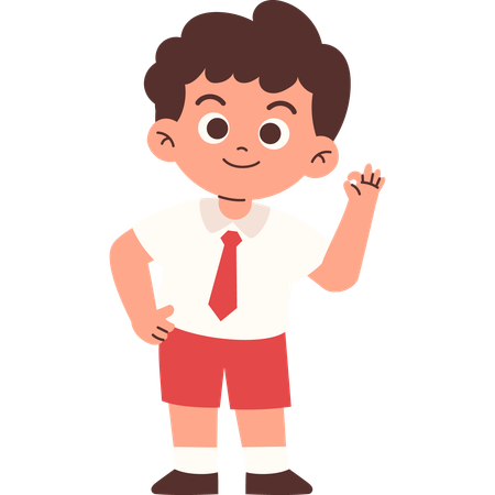 Elementary Student Giving Ok Sign  Illustration