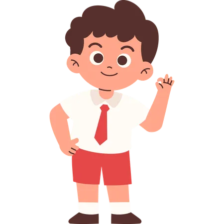 Elementary Student Giving Ok Sign  Illustration