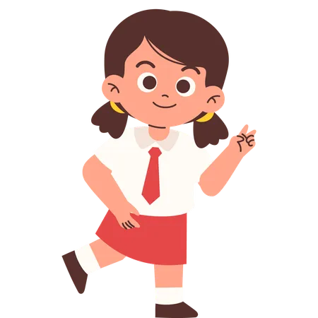 ピースサインをする小学生  イラスト