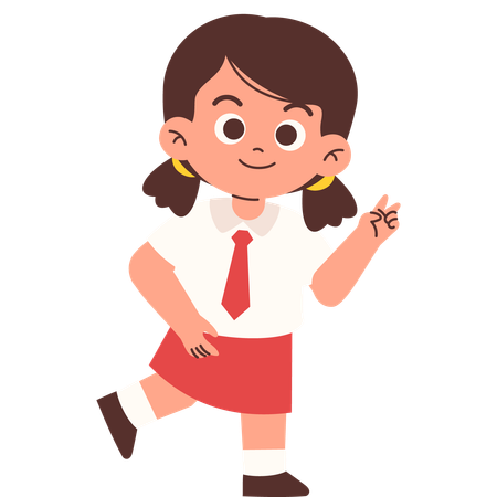 Elementary Student Giving Peace Sign  Illustration