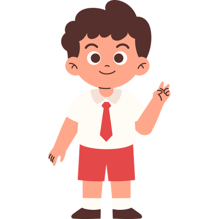 Elementary Student Giving Peace Sign  Illustration