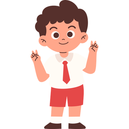 Elementary Student Giving Peace Sign  Illustration