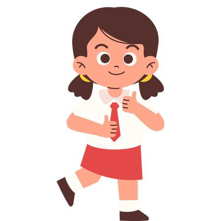 Elementary Student Giving Thumbs Up  Illustration