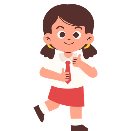 Elementary Student Giving Thumbs Up  Illustration