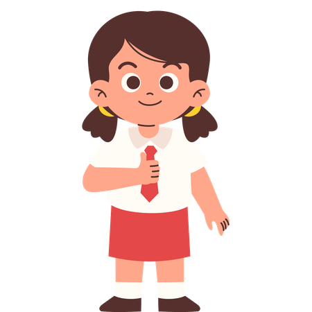 Elementary Student Giving Thumbs Up  Illustration