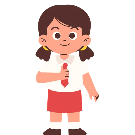 Elementary Student Giving Thumbs Up  Illustration