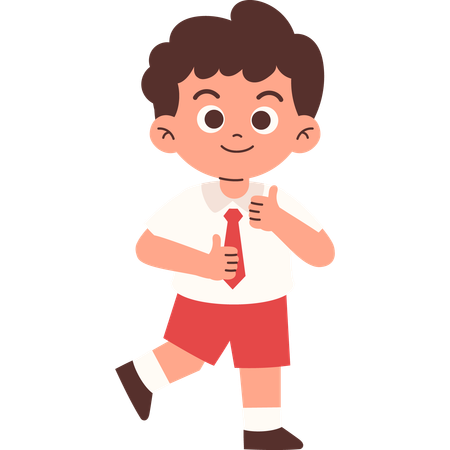 Elementary Student Giving Thumbs Up  Illustration