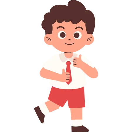 Elementary Student Giving Thumbs Up  Illustration