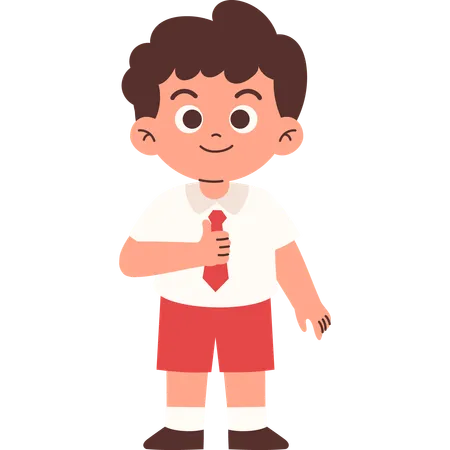 Elementary Student Giving Thumbs Up  Illustration