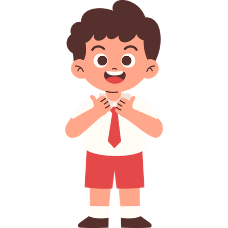 Elementary Student Giving Thumbs Up  Illustration