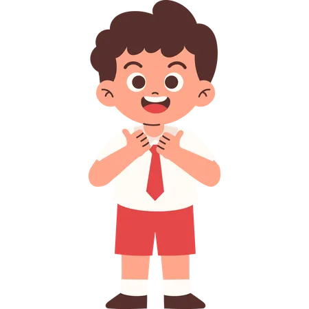 Elementary Student Giving Thumbs Up  Illustration