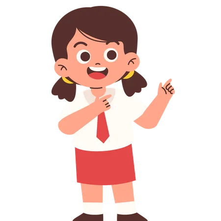 Elementary Student Pointing  Illustration