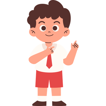 Elementary Student Pointing Something  Illustration