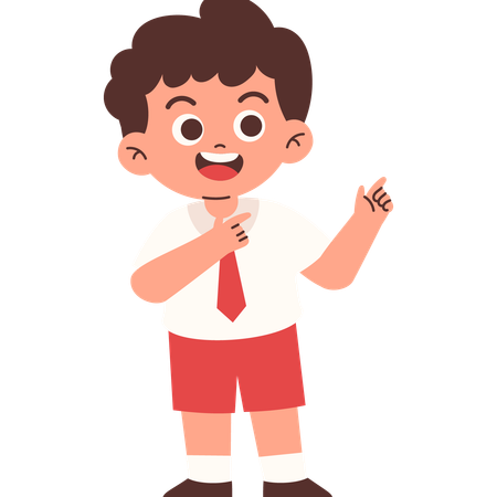 Elementary Student Pointing Something  Illustration