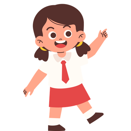 Elementary Student Pointing towards something  Illustration