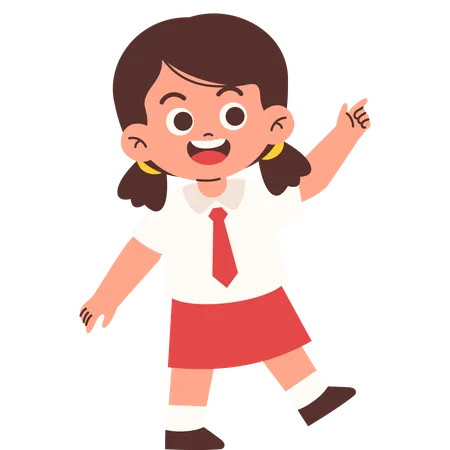 Elementary Student Pointing towards something  Illustration