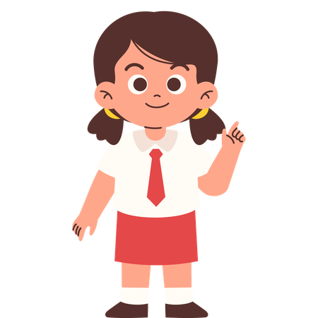 Elementary Student Pointing upward  Illustration