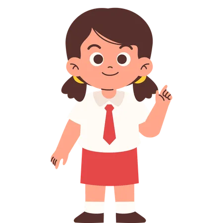 Elementary Student Pointing upward  Illustration