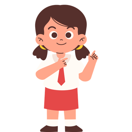 Elementary Student pointing upwards  Illustration