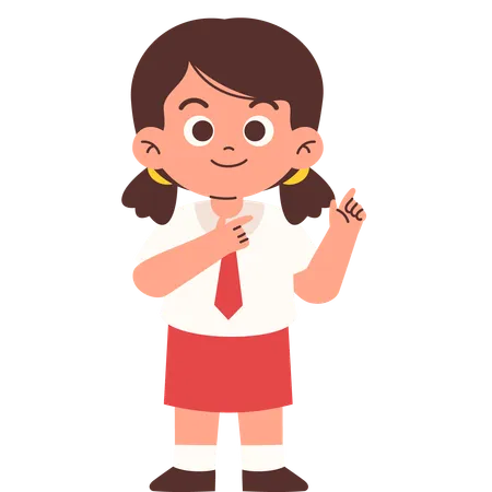 Elementary Student pointing upwards  Illustration