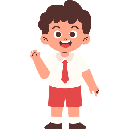 Elementary Student Say hi  Illustration