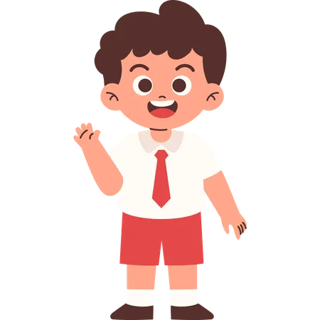 Elementary Student Say hi  Illustration