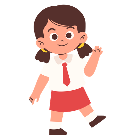 Elementary Student Saying Hello  Illustration