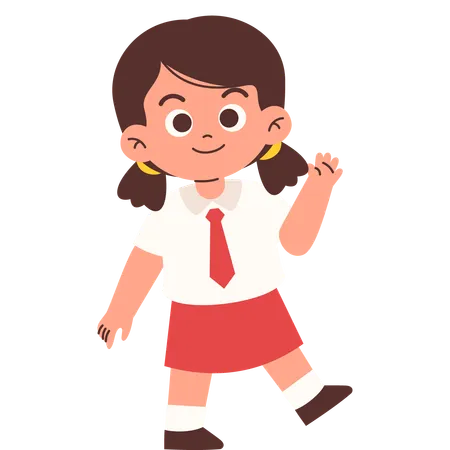 Elementary Student Saying Hello  Illustration