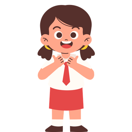 Elementary Student showing Thumbs Up  Illustration