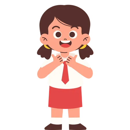 Elementary Student showing Thumbs Up  Illustration