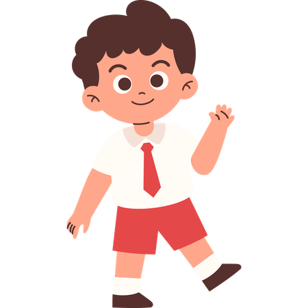 Elementary Student Waving and Say Hello  Illustration