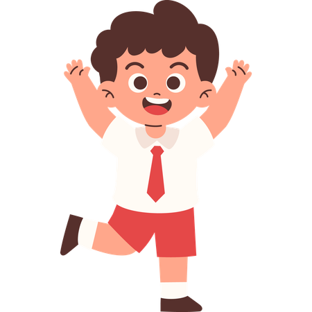 Elementary Student Waving  hand and Say hey  Illustration