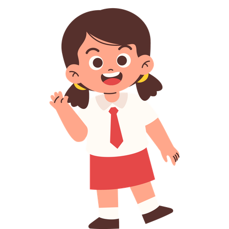 Elementary Student Waving hand  Illustration