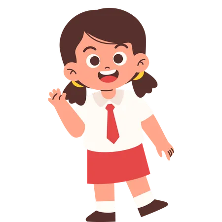 Elementary Student Waving hand  Illustration