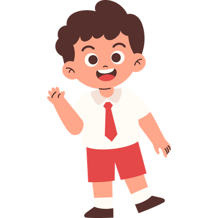 Elementary Student Waving hand  Illustration