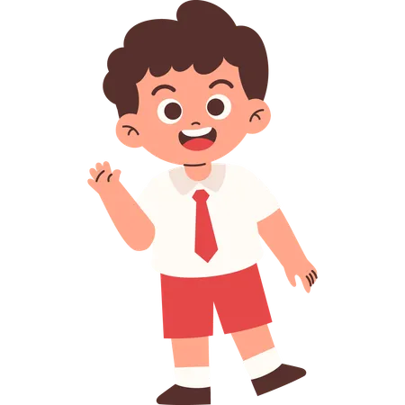 Elementary Student Waving hand  Illustration