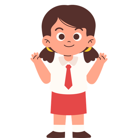 Elementary Student Waving Hello  Illustration