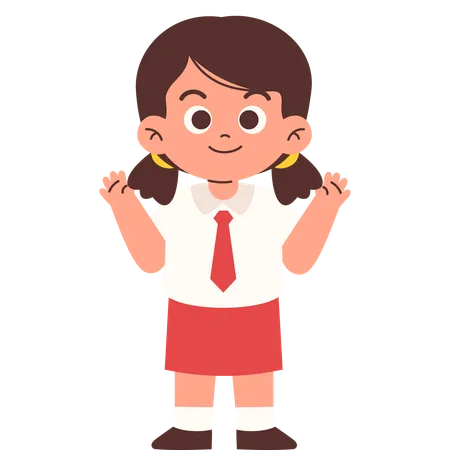 Elementary Student Waving Hello  Illustration