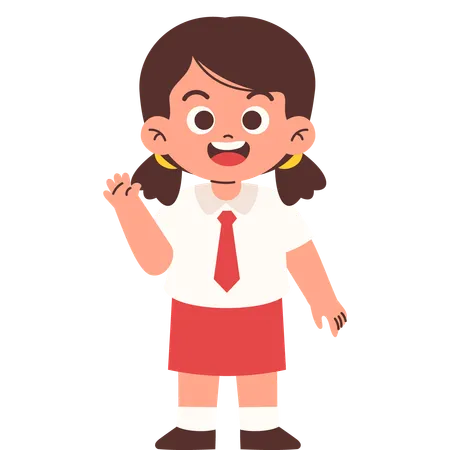 Elementary Student Waving Say Hello  Illustration