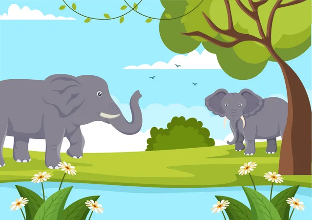 World Elephant Day Vector Illustration On 12 August With Elephants Animals For Salvation Efforts And Conservation In Cartoon Hand Drawn Templates Illustration