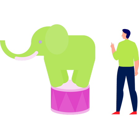 L'éléphant s'est levé sur une petite table  Illustration